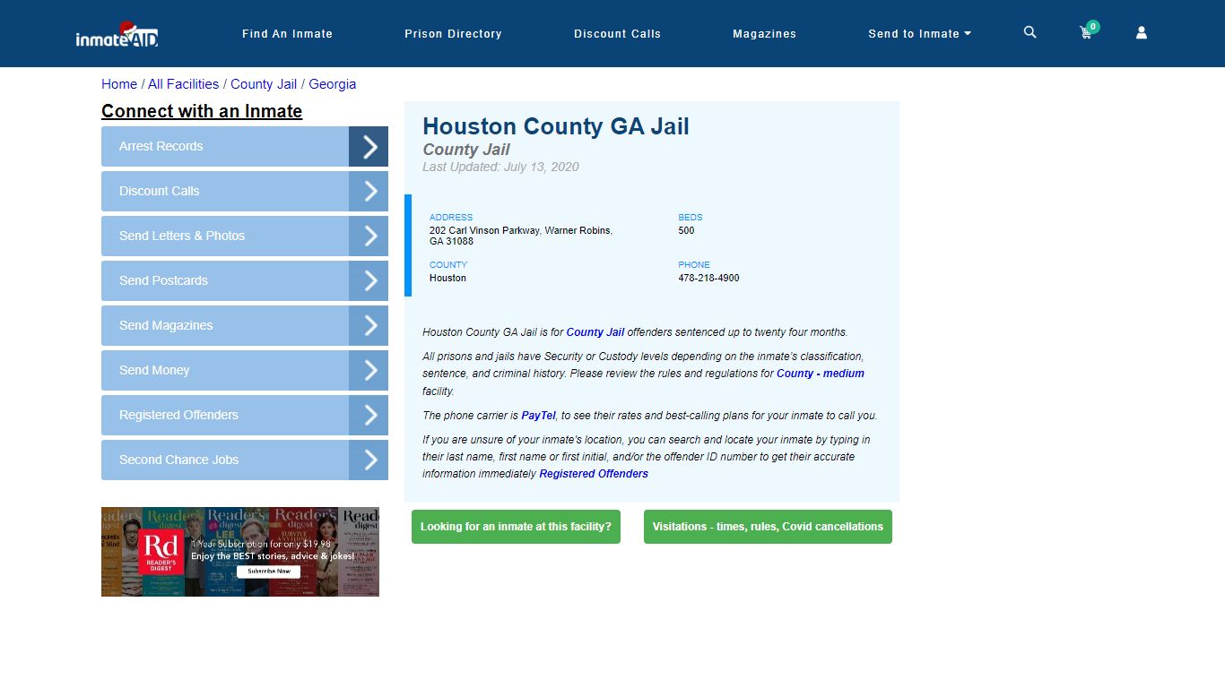 Houston County GA Jail - Inmate Locator - Warner Robins, GA