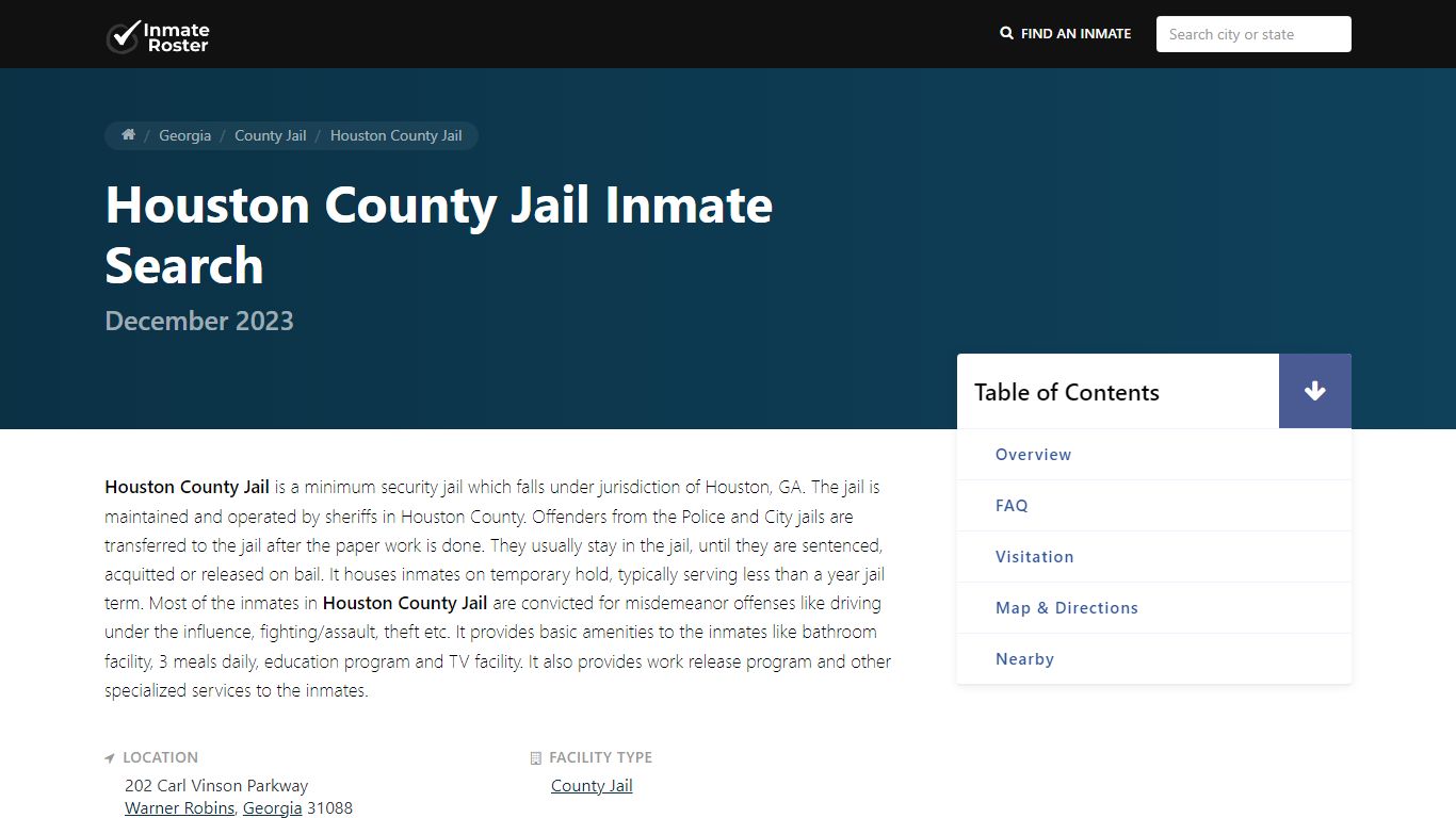 Inmate Search | Houston County Jail - Warner Robins, GA