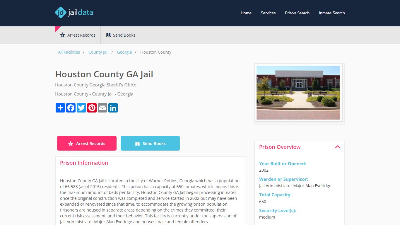 Houston County GA Jail Inmate Search and Prisoner Info - Warner Robins, GA